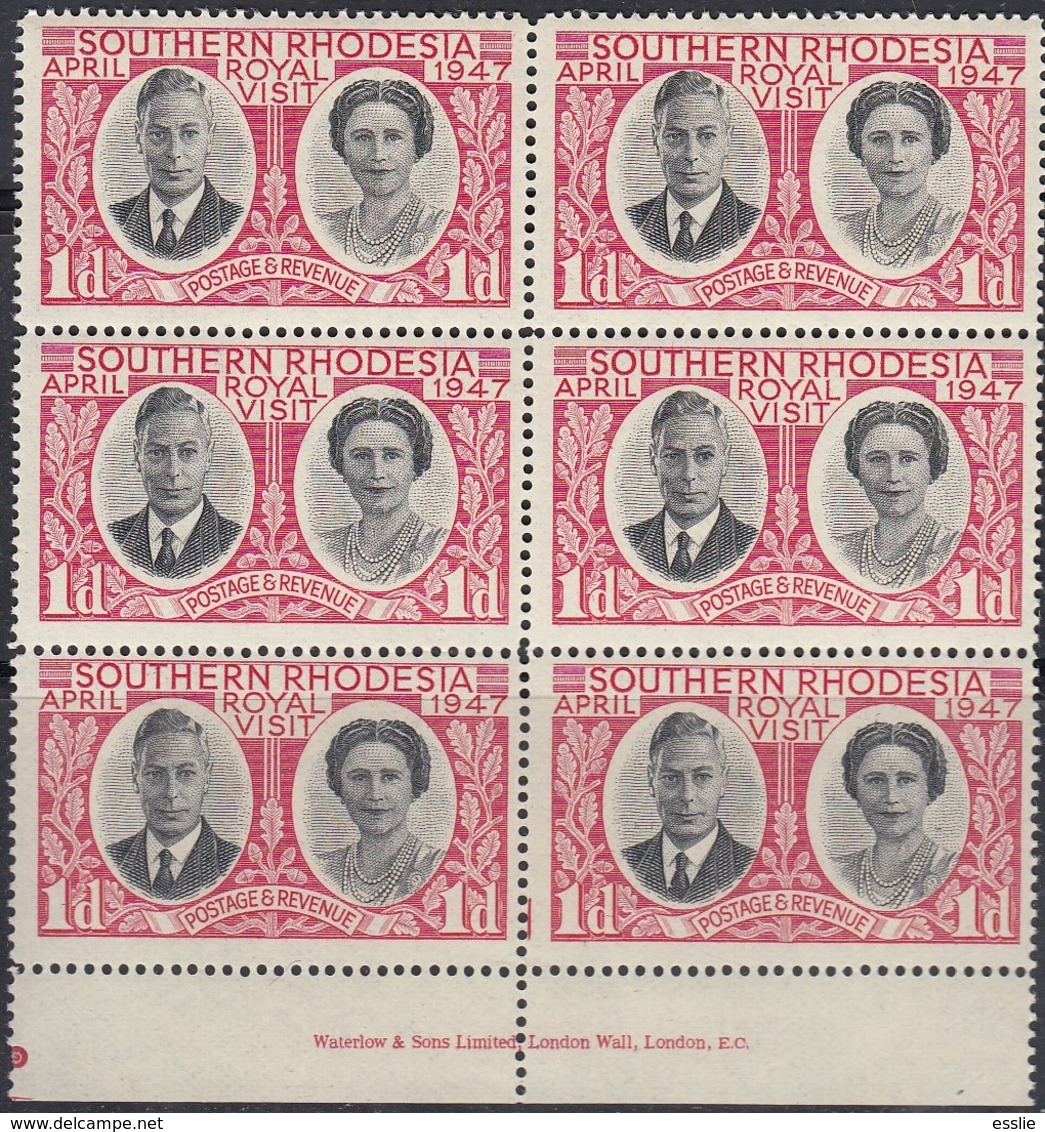 Southern Rhodesia - 1947 - Visit Of The British Royal Family - Imprint Block - Südrhodesien (...-1964)