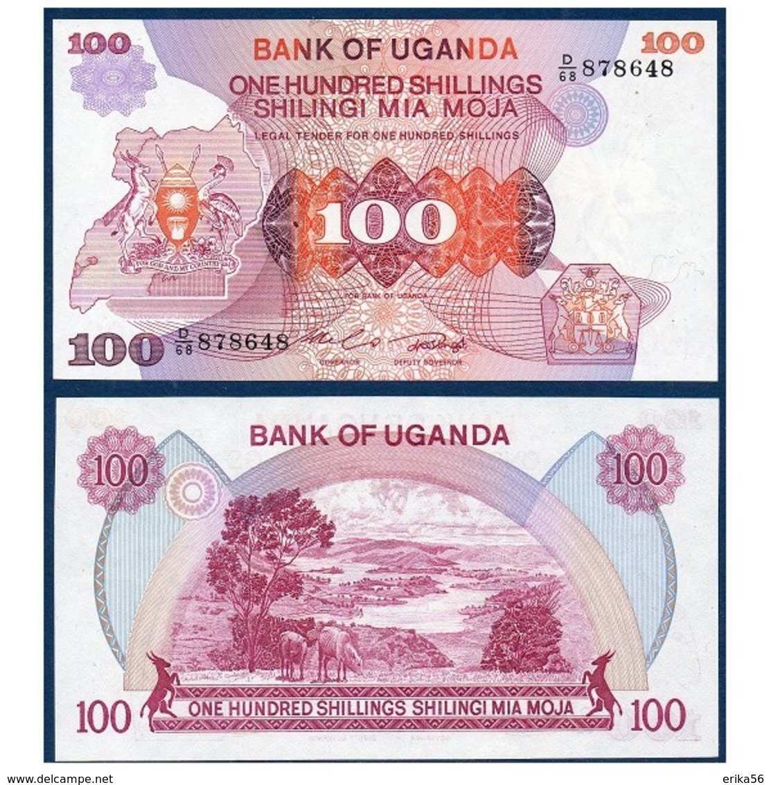 BILLET OUGANDA 100 SHILLINGS - Ouganda