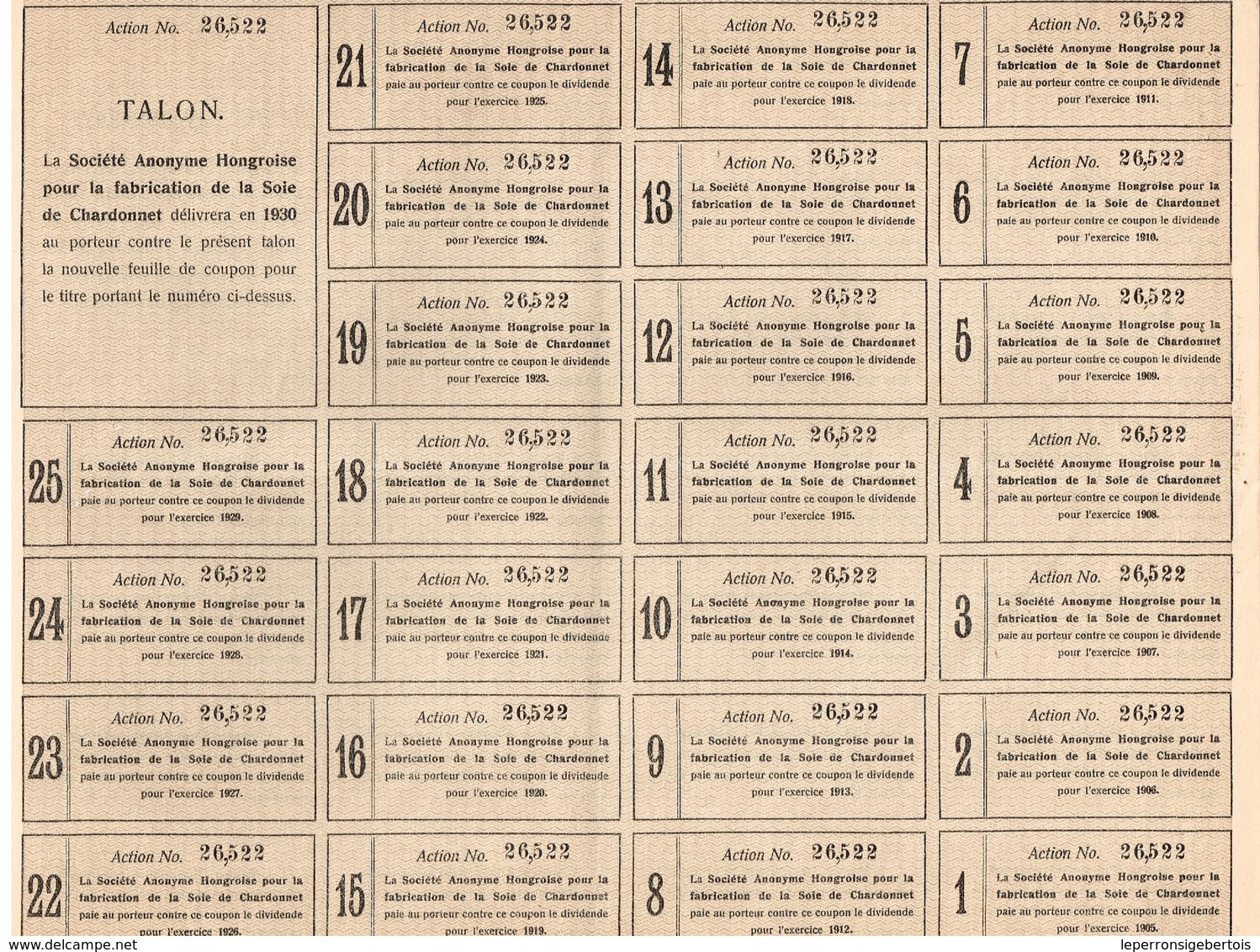 Titre Ancien - Société Anonyme Hongroise Pour  La Fabrication De La Soie De Chardonnet - Titre De 1904 - - Textile