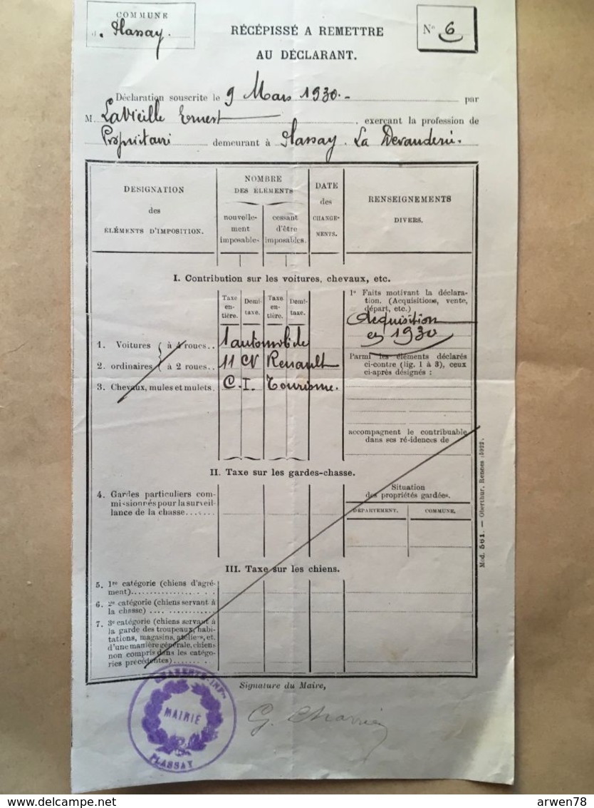 Dossier Concernant L'auto Automobile Voiture Garage Assurance Etc...  Saintes Charente Maritime - 1900 – 1949