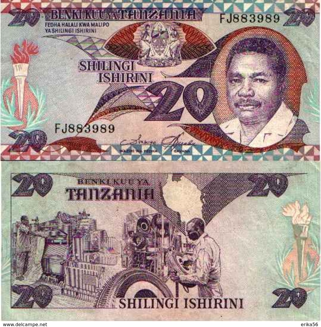 BILLET TANZANIE 20 SHILLING - Tanzanie