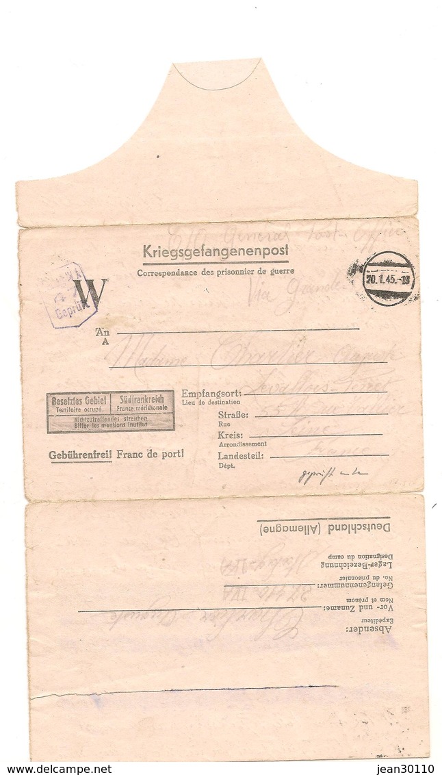 1945 LETTRE  PRISONNIERS DE GUERRE DU STALAG IV A DE ELSTERHORST POUR LEVALLOIS-PERRET ( SEINE ) - Guerre De 1939-45