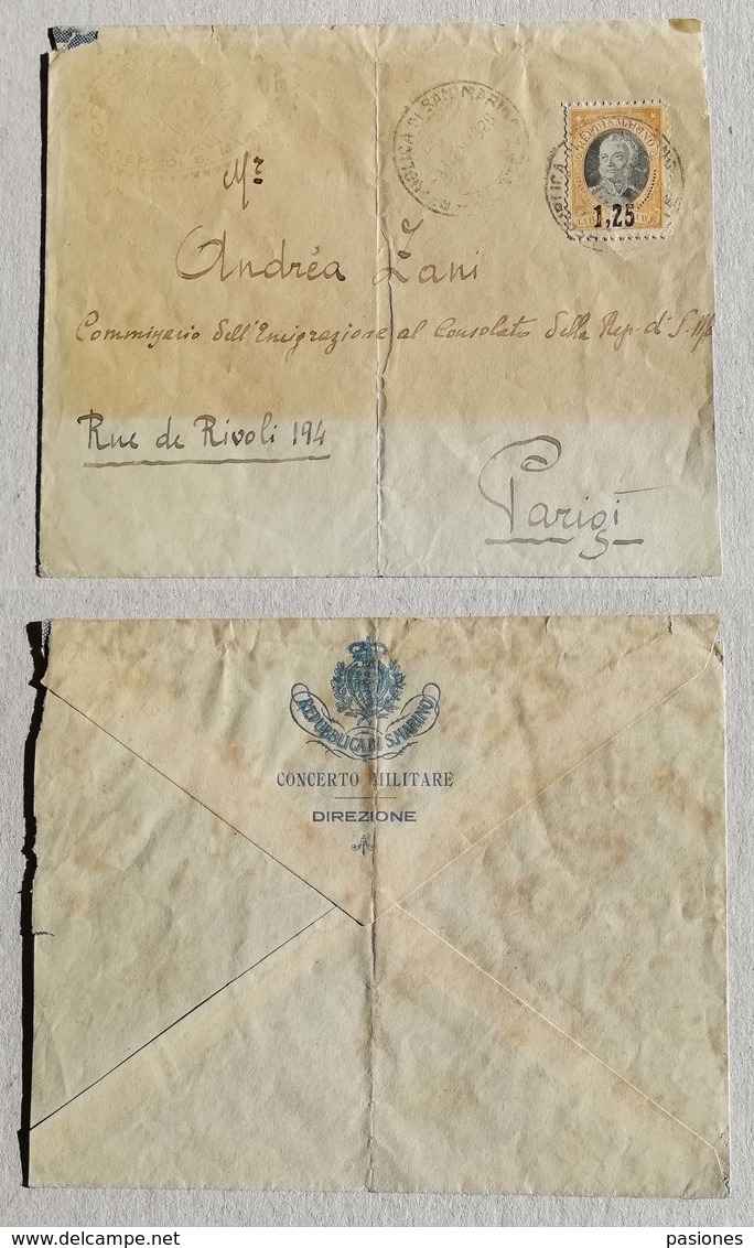 Busta Di Lettera Per Parigi, L.1,25 Sovrastampa Su L.1 Isolato Tardivo - 03/01/1928 - Lettres & Documents