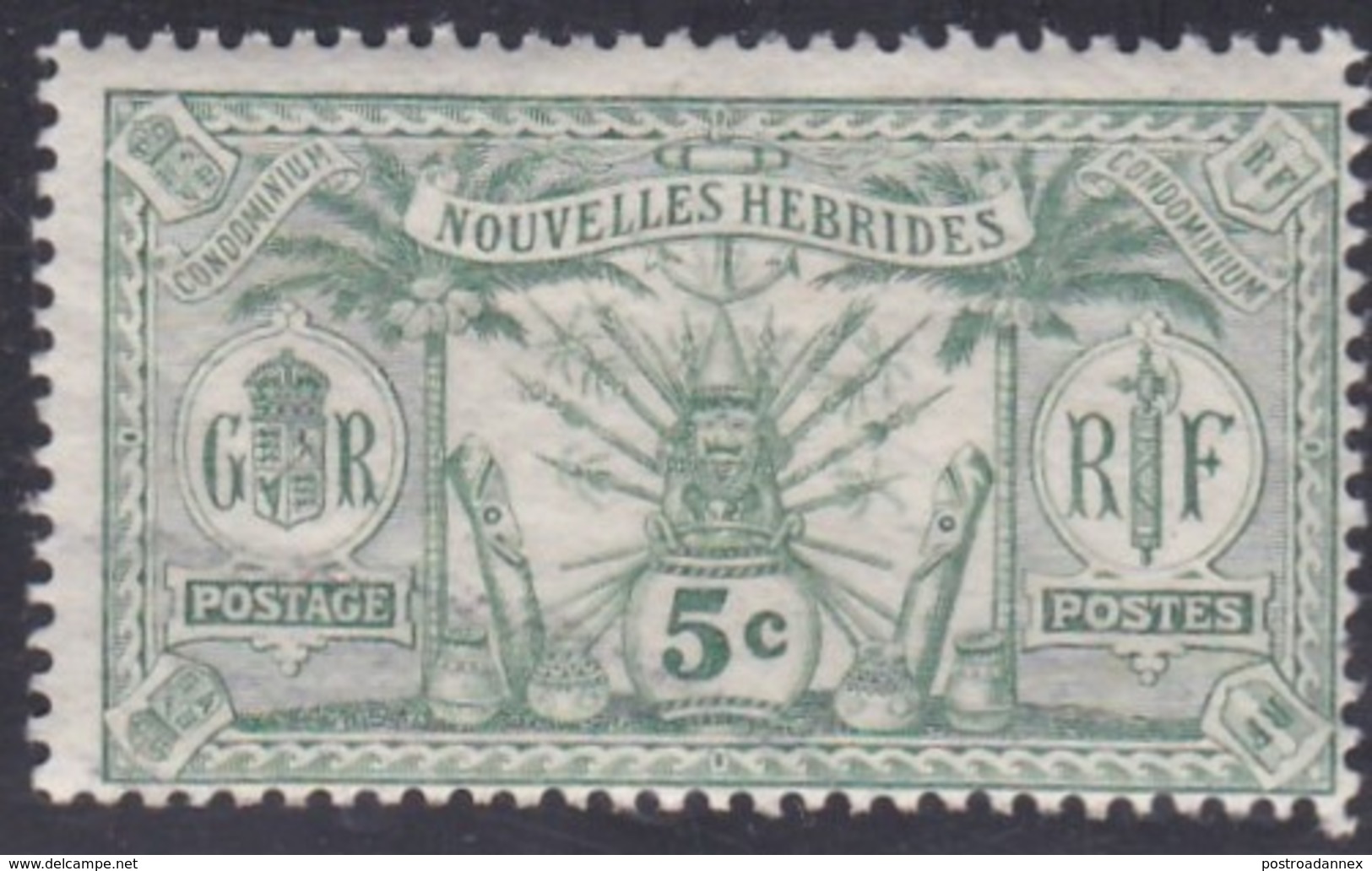 New Hebrides, Scott #11, Mint Hinged, New Hebrides, Idols, Issued 1911 - Unused Stamps