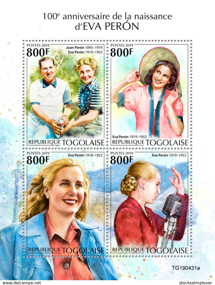 Togo 2019    Eva Peron   ,wife Of  President Of TheArgentine Juan Peron S201911 - Togo (1960-...)