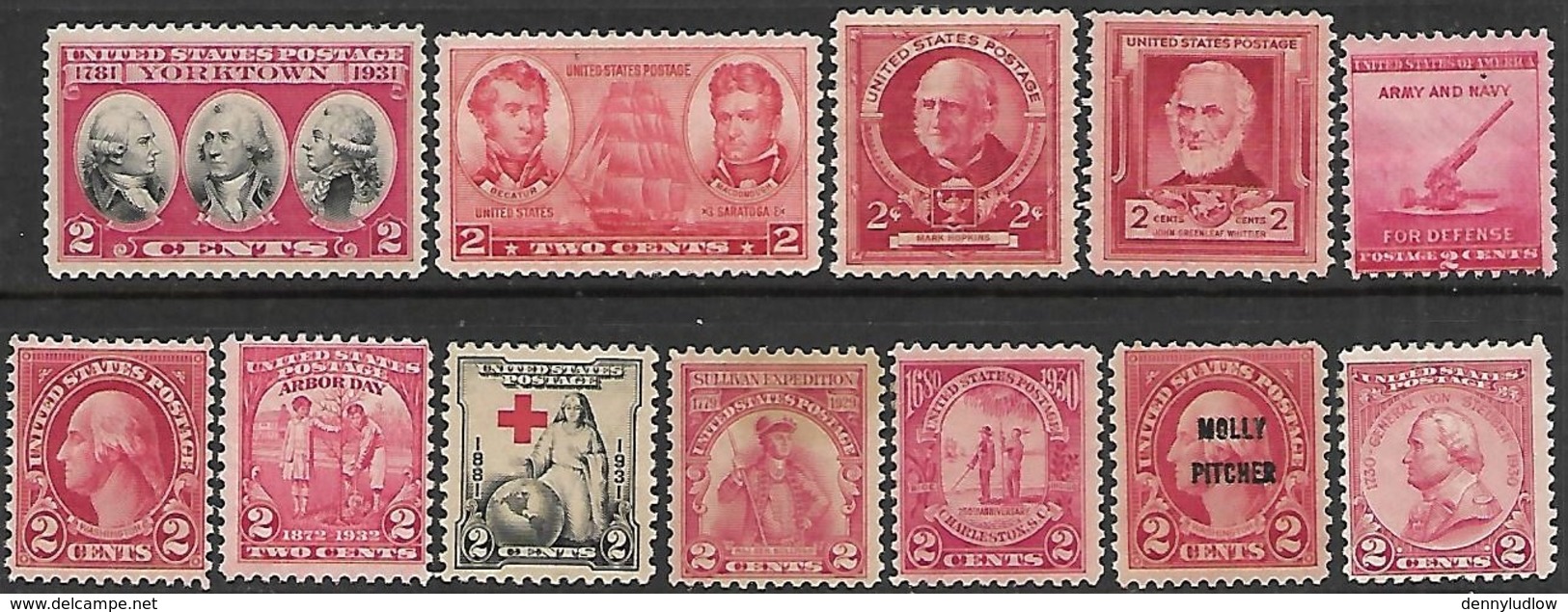 US 1920s-40s  12 Diff Mint (mostly MNH)  2016 Scott Value $5.70 - Nuovi