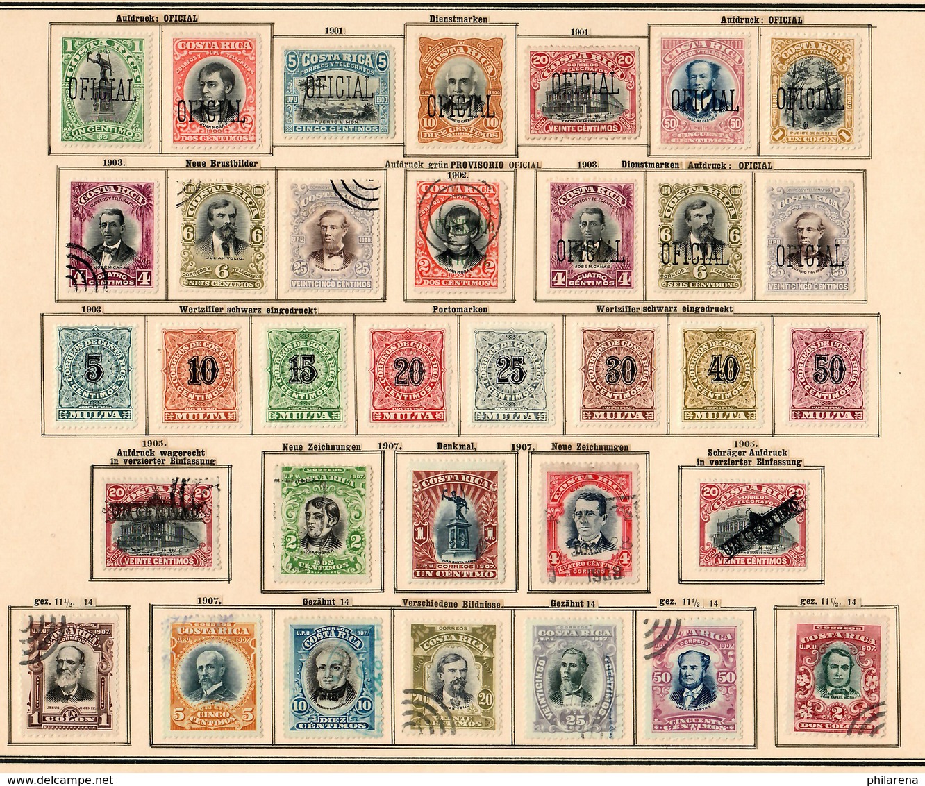 Costa Rica 1862-1907: Complete, Incl. Dienst, Portomarken, Guanacste 1885-89,*/o - Costa Rica