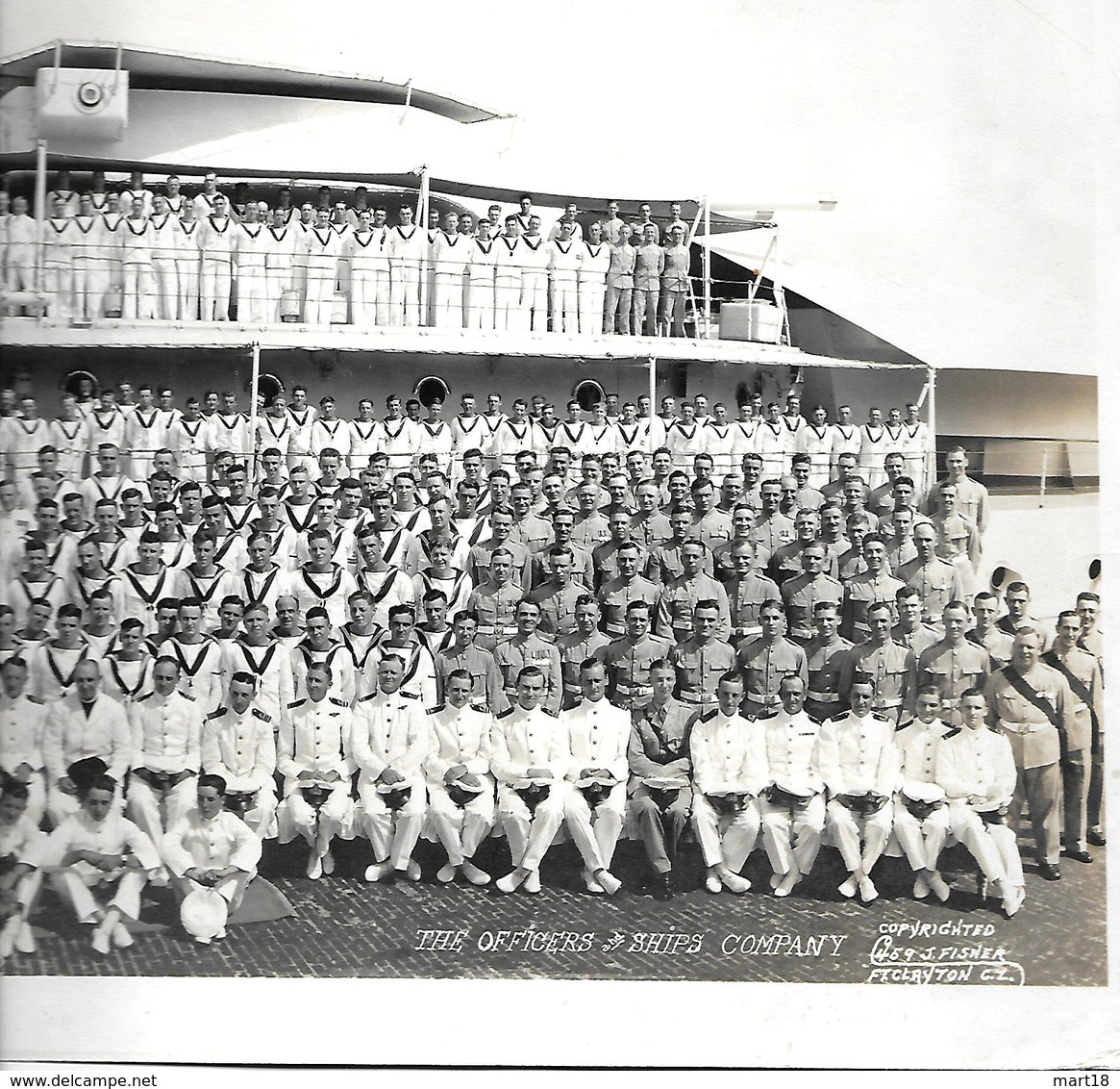 Photo - Marins - H.M.S. EXETER - Company Of Sailors - Officiers & Chips Company - Bateaux