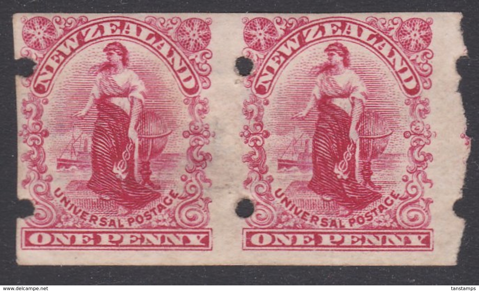 NEW ZEALAND 1901 1d UNIVERSAL PAIR DICKIE SLOT MACHINE TRIAL - Unused Stamps