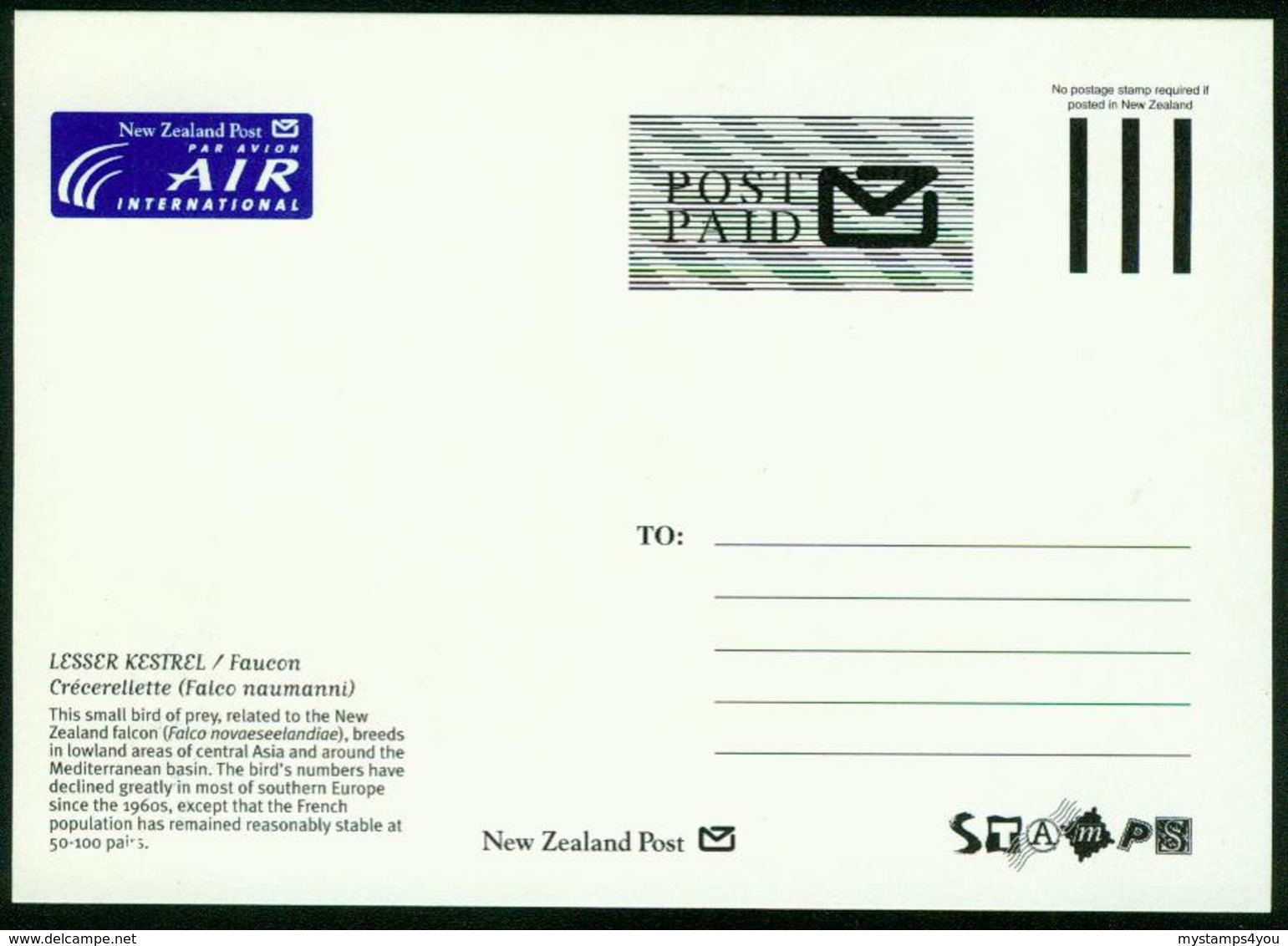 Mk New Zealand Maximum Card 2000 MiNr 1874 | Threatened Birds, Lesser Kestrel, Post Paid - FDC