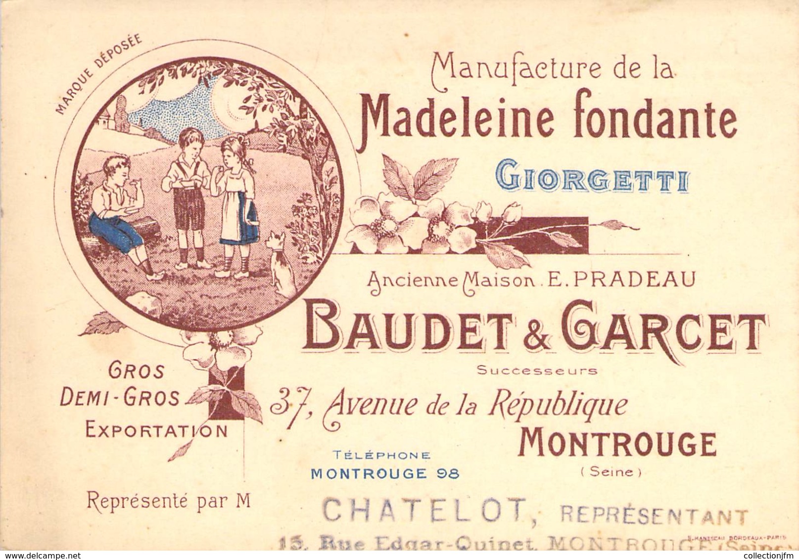 CPA / CARTE DE VISITE FRANCE 92 "Montrouge, Avenue De La République, Manufacture De Madeleines, BAUDET & GARCET" - Montrouge