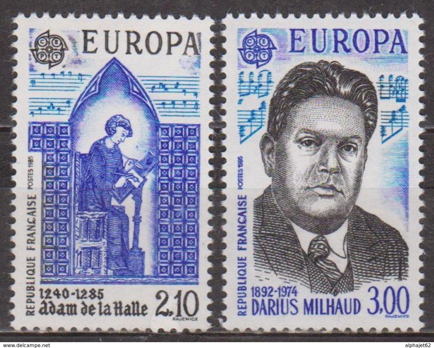 Europa, Musique - FRANCE - Adam De La Halle, Trouvère - Darius Milhaud, Compositeur - N° 2366-2367 ** - 1985 - Unused Stamps