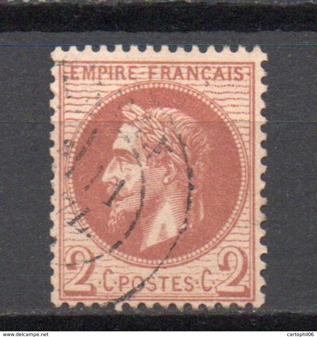 - France N° 26A Oblitéré CAD - 2 C. Rouge-brun Napoléon III Lauré 1862, Type I - Cote 50 EUR - - 1863-1870 Napoleone III Con Gli Allori