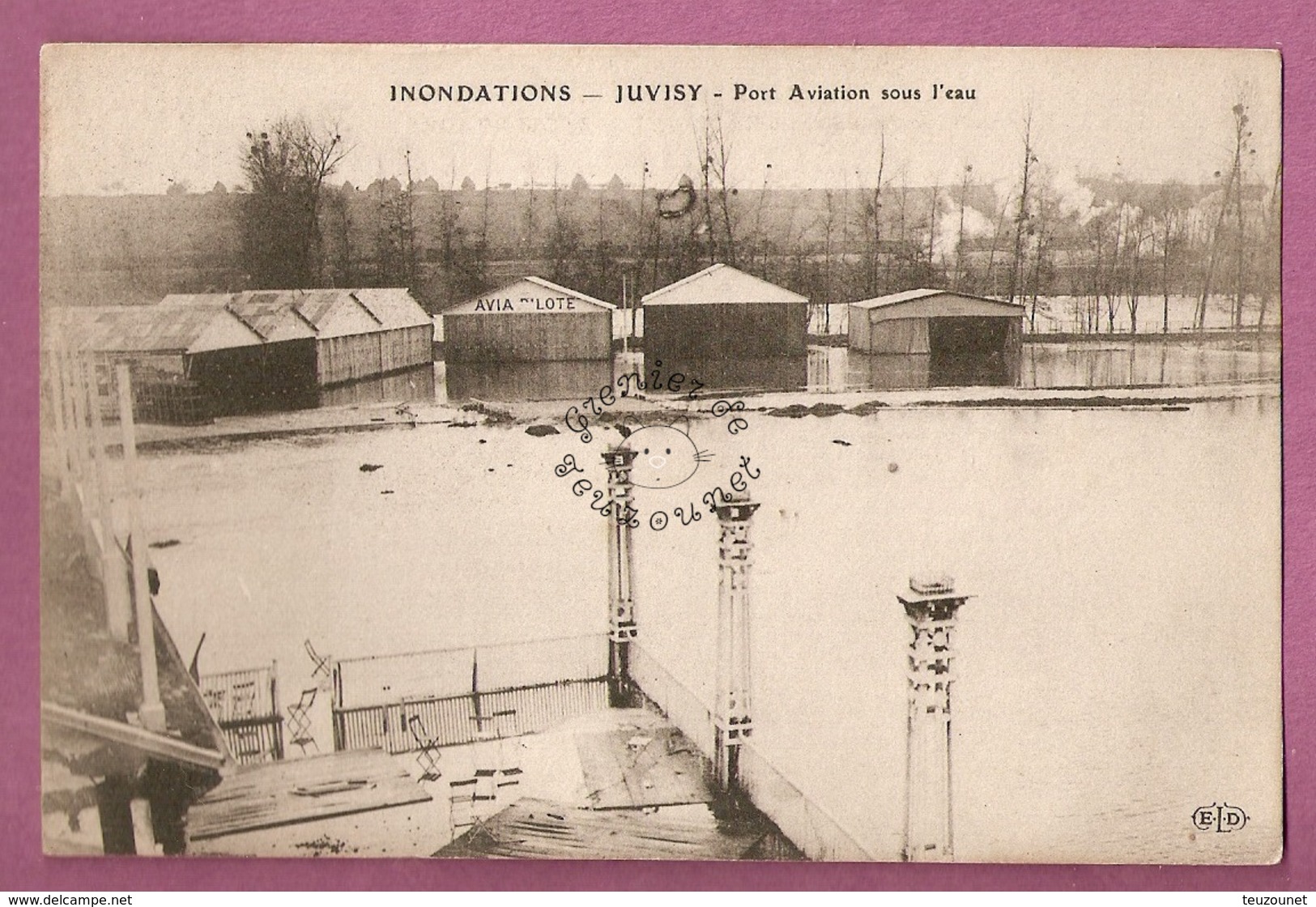 Cpa  Inondations 1910 - Juvisy Port Aviation Sous L'eau - éditeur ELD - Juvisy-sur-Orge