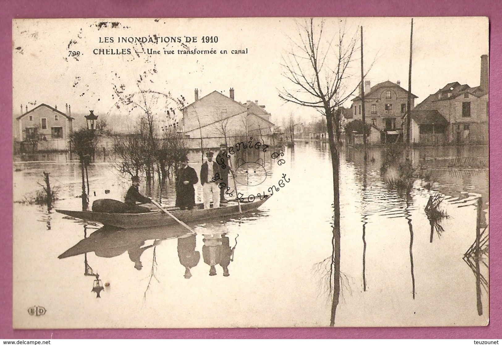 Cpa  Inondations 1910 - Chelles Une Rue Transformee En Canal - éditeur ELD N°799 - Chelles