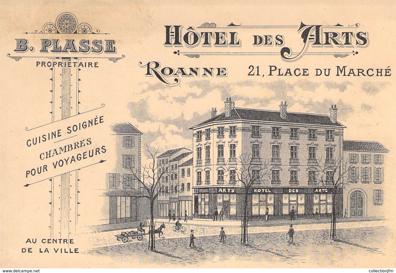 CPA / CARTE DE VISITE FRANCE 42 "Roanne, Hotel Des Arts, Place Du Marché" - Roanne