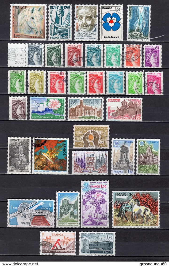 FRANCE LOT DE 36 TIMBRES OBLITERES DE 1978 - Gebraucht