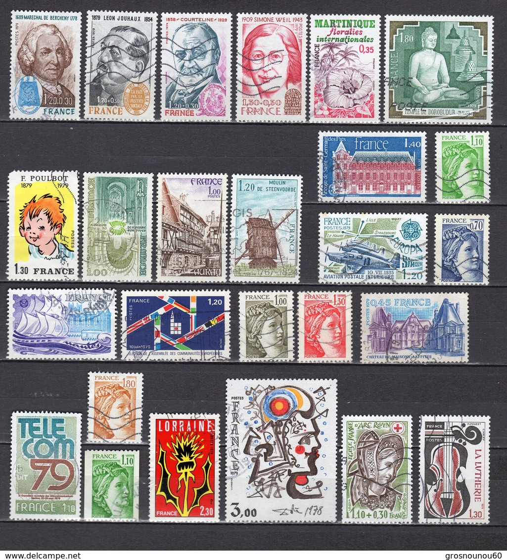 FRANCE LOT DE 26 TIMBRES OBLITERES DE 1979 - Gebraucht