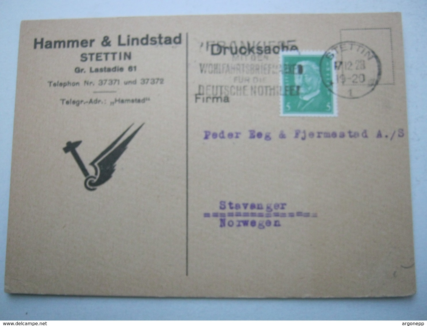 1928 , STETTIN , Firmenkarte - Briefe U. Dokumente