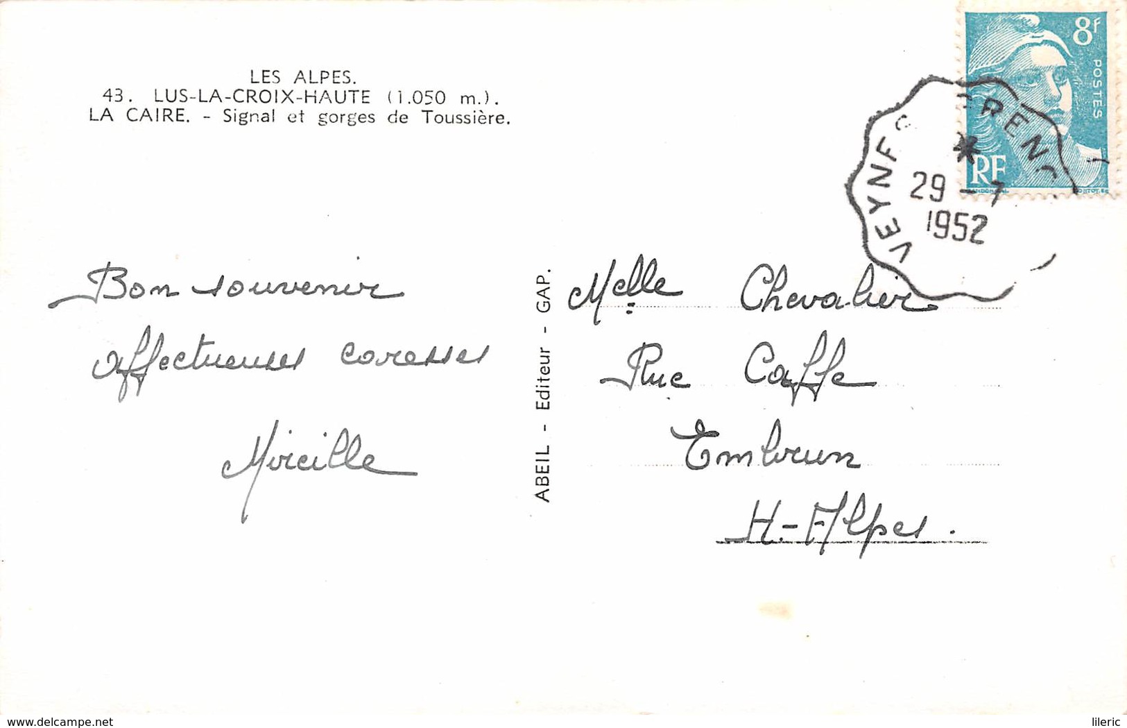 26 / Lus-la-croix-haute - La Caire - Signal Et Gorges De Toussière En 1952 - Éd. Abeil - Autres & Non Classés