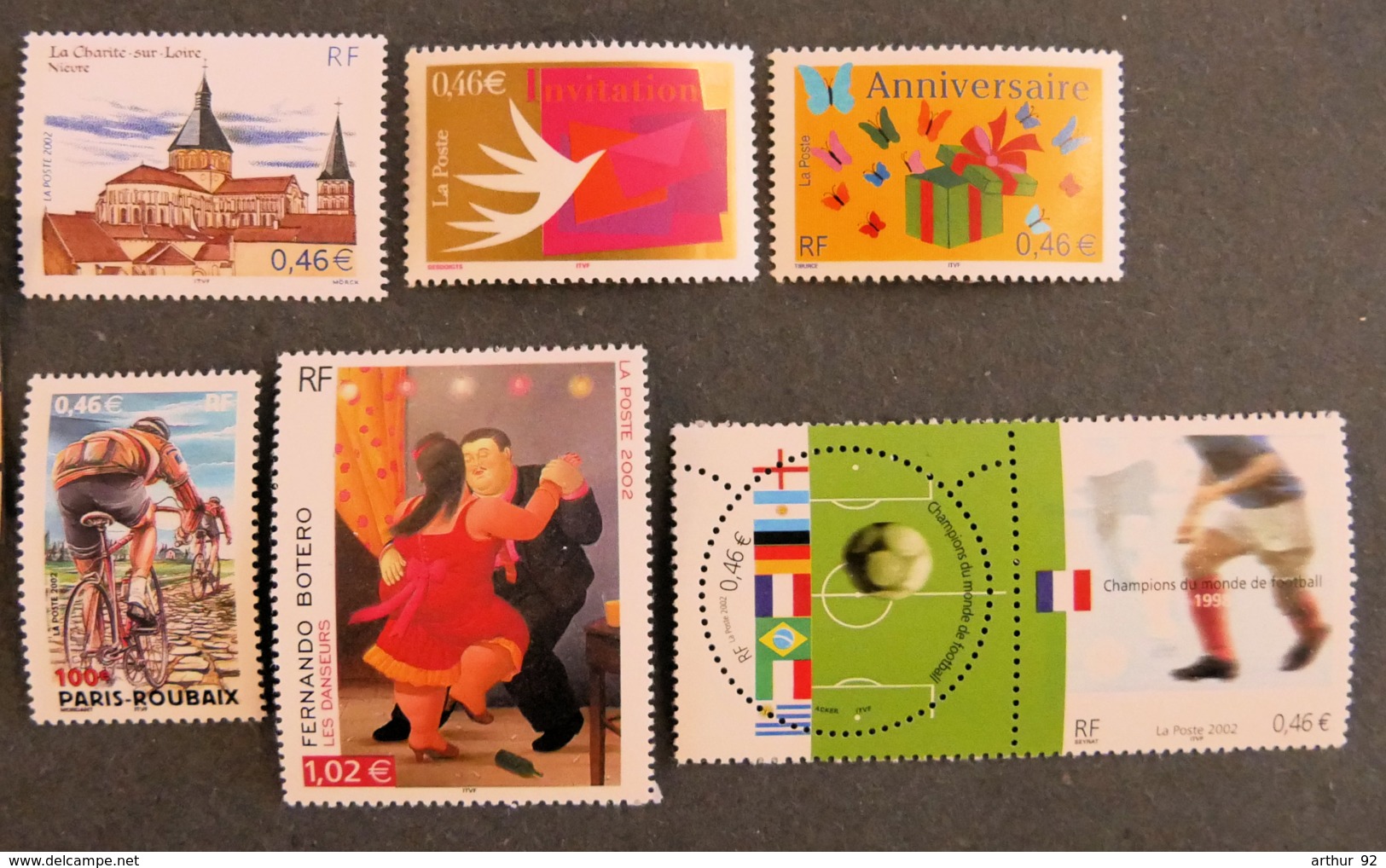 FRANCE - 2002 - YT 3478 à 3482 + P 83 + 84 ** - MONDIAL FOOTBALL + BOTTERO + COMMEMORATIFS - Ungebraucht