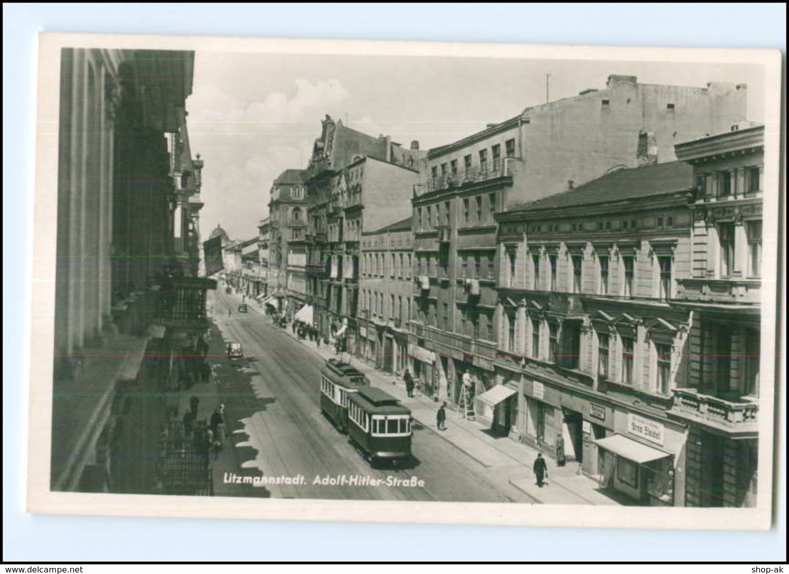 U4784/ Litzmannstadt Lodz Polen  Adolf-H-Straße Straßenbahn Foto AK Ca.1940 - Polen