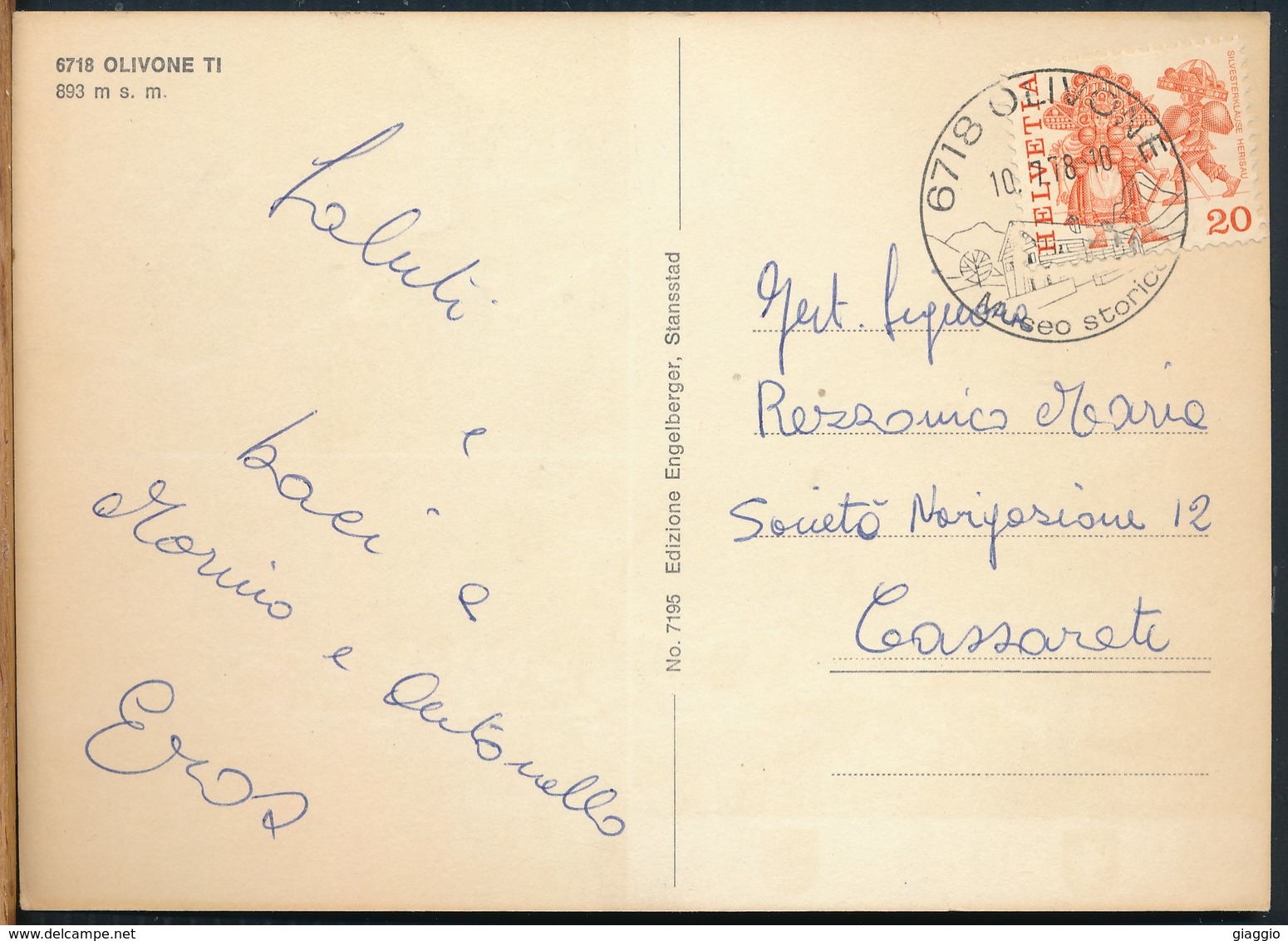 °°° 16051 - SVIZZERA - TI - OLIVONE - VEDUTE VUE VIEWS - 1978 With Stamps °°° - Olivone