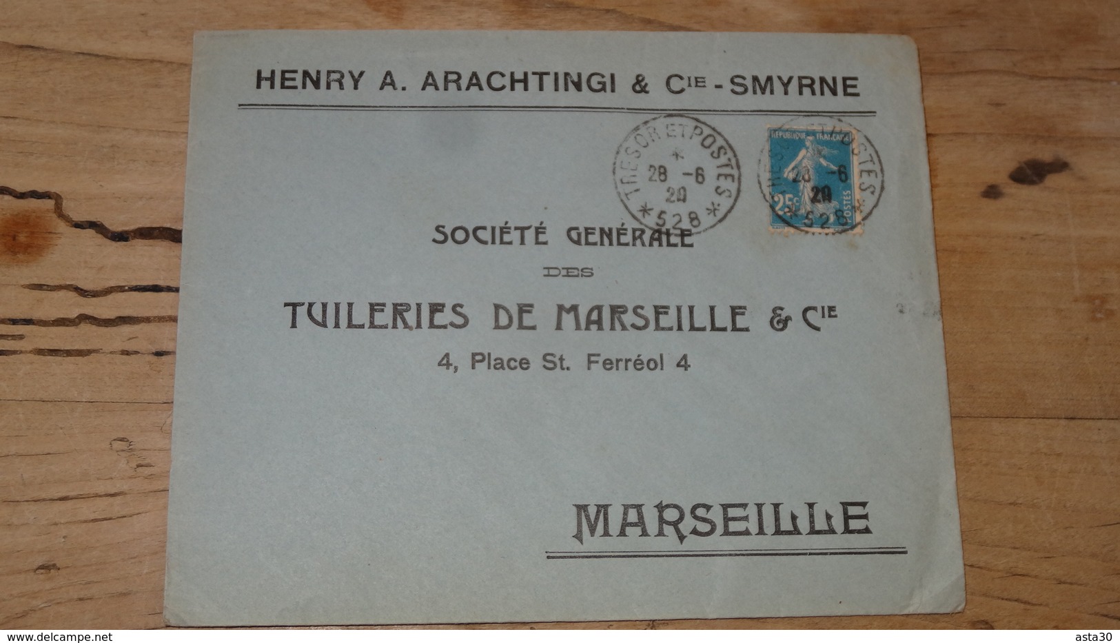 Enveloppe Cachet TRESOR ET POSTES 528 - SMYRNE - 1920 - Autres & Non Classés