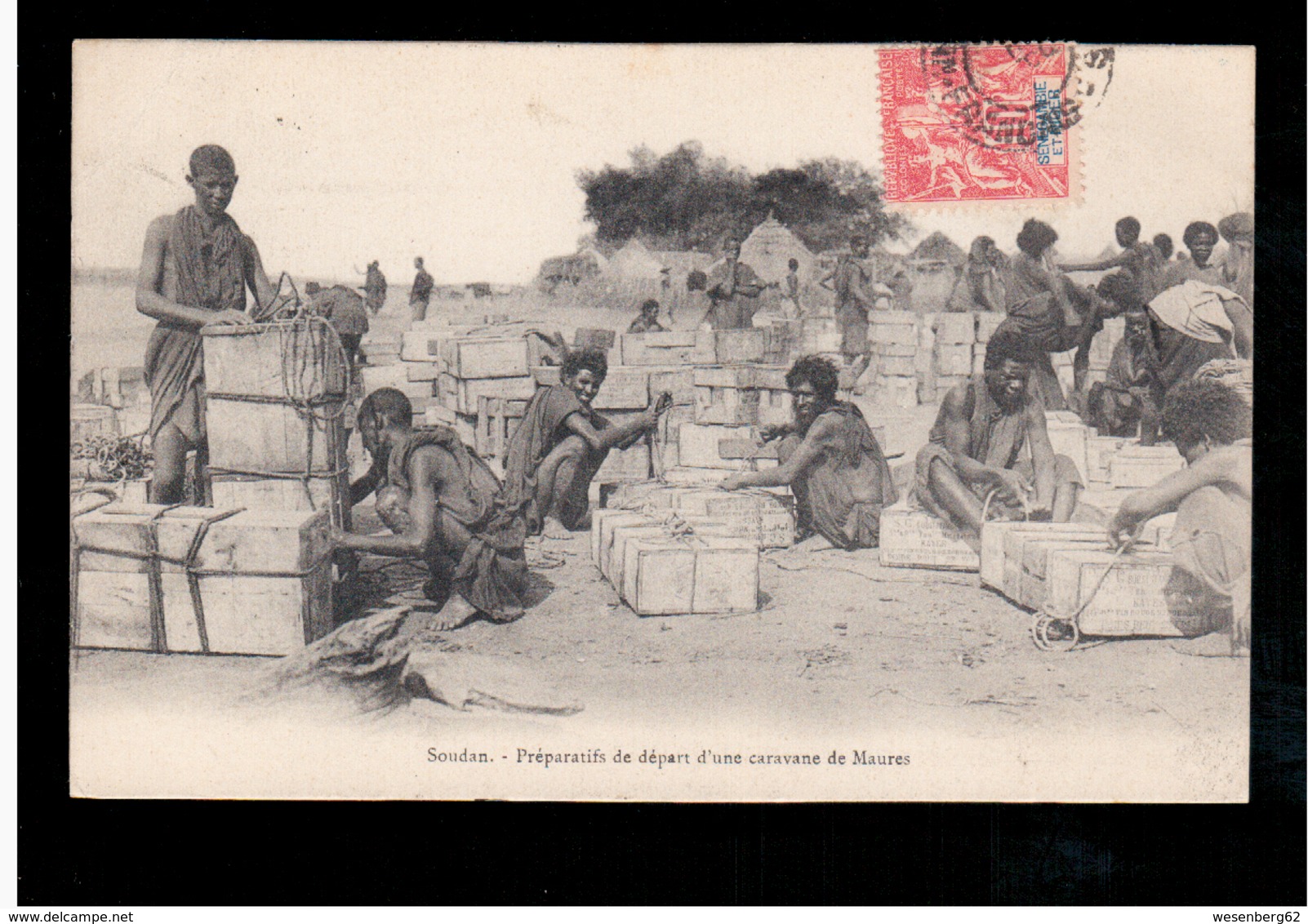 SOUDAN Préparatifs Départ D'une Caravane De Maures Ca 1905 Old Postcard - Sudan