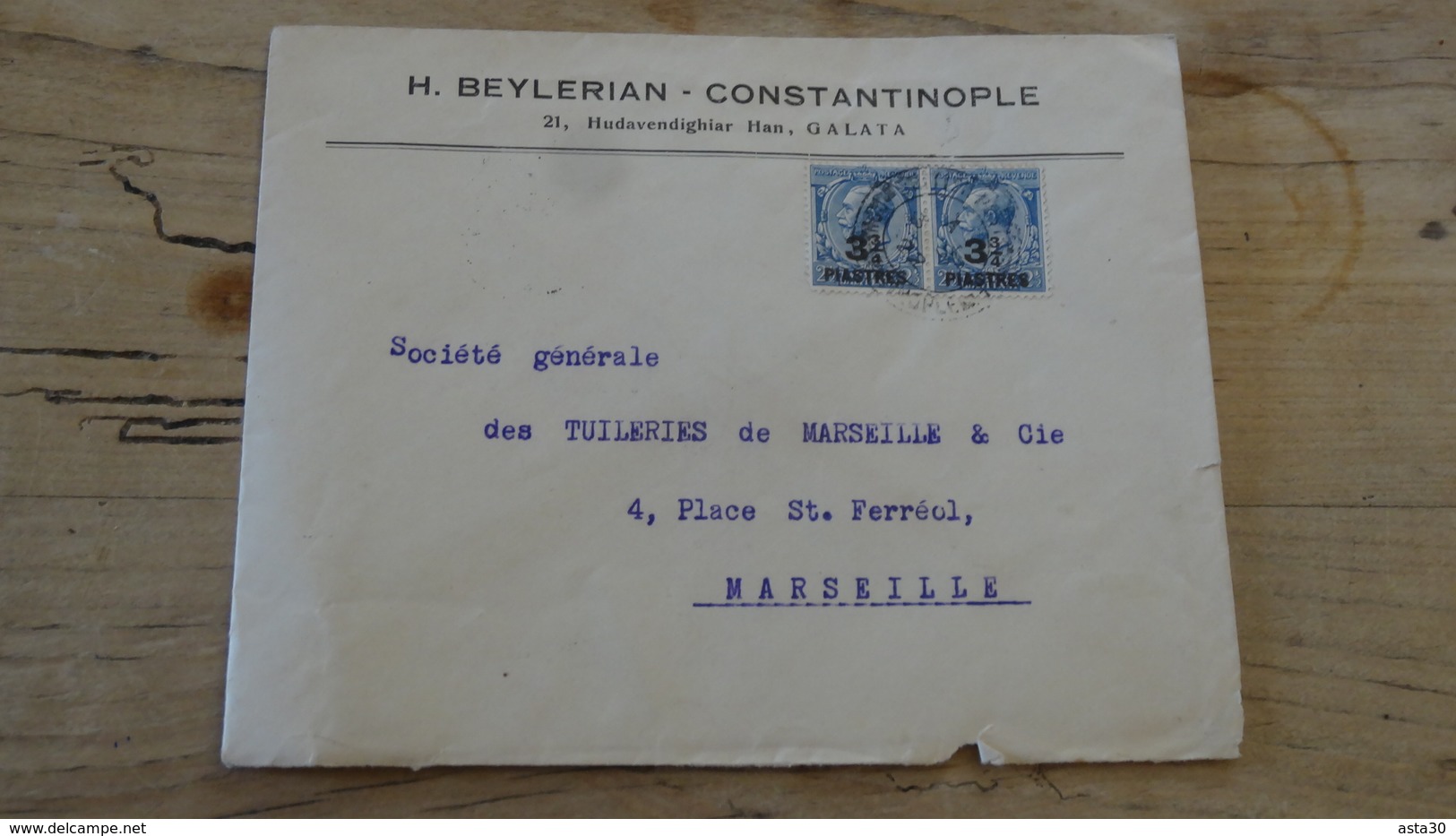 TURQUIE : LEVANT BRITANNIQUE : Enveloppe  1922 Pour Marseille - Levant Britannique