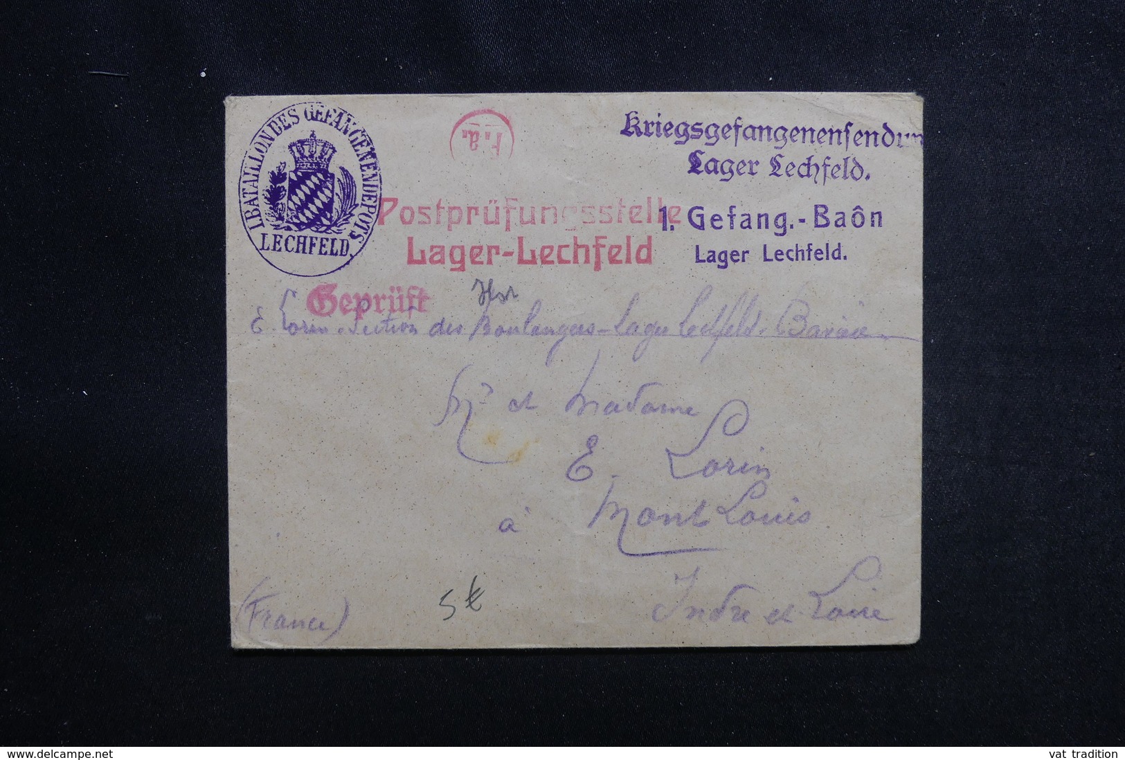 ALLEMAGNE - Enveloppe Du Camp De Prisonniers De Guerre De Lechfeld Pour La France En 1915 - L 50401 - Briefe U. Dokumente