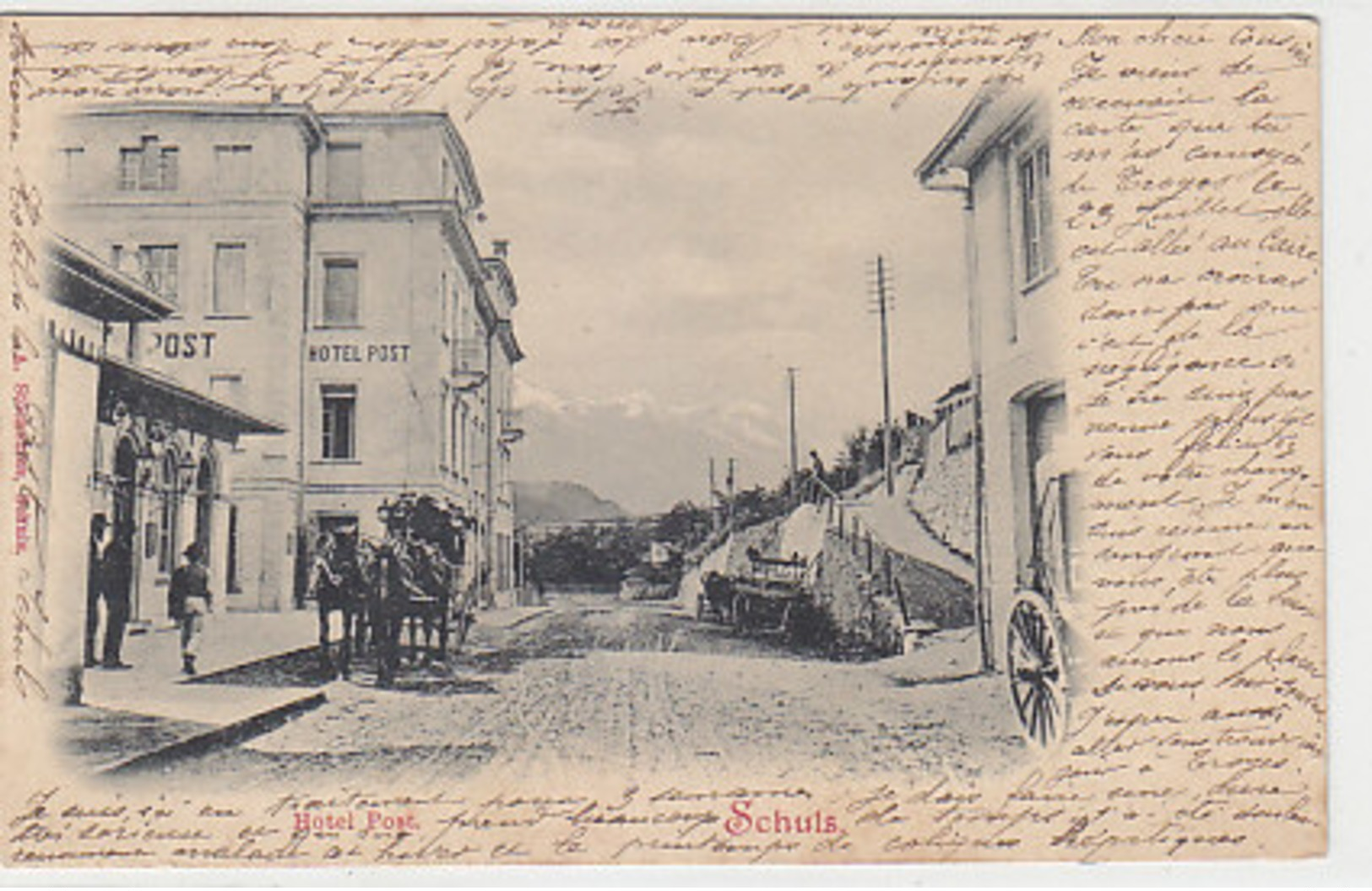 Schuls - Hotel Post Mit Postkutsche - 1901                (P-205-90423) - Other & Unclassified