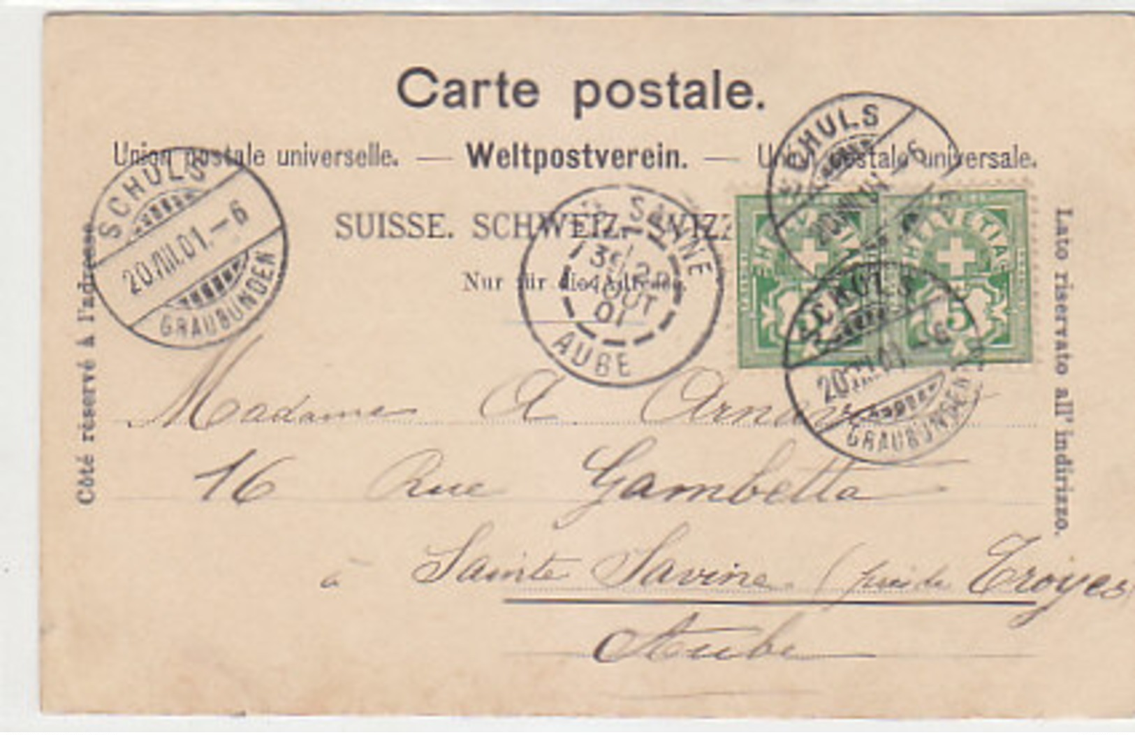 Schuls - Hotel Post Mit Postkutsche - 1901                (P-205-90423) - Other & Unclassified