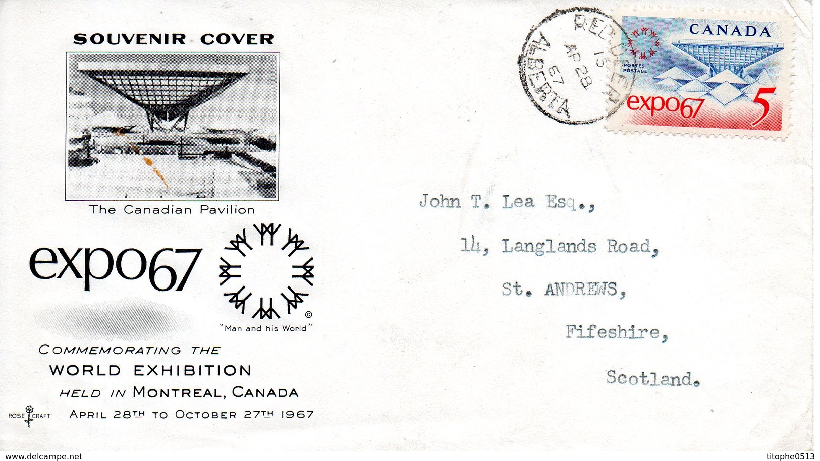 CANADA. N°390 Sur Enveloppe Commémorative De 1967. Expo'67. - 1967 – Montreal (Kanada)