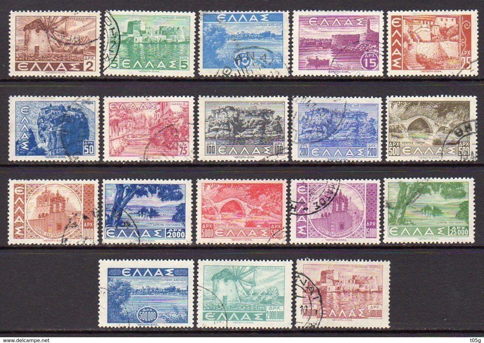 GREECE- GRECE- HELLAS 1942: Landscapes Compl Set Used - Oblitérés