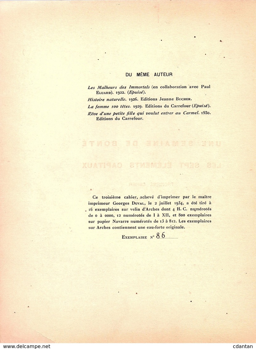 ROMAN GRAPHIQUE - SUREALISME - MAX ERNST - 48 Collages Sur Gravures (cf Expl. ) Edition Originale Numérotée RARISSIME. - Autres & Non Classés