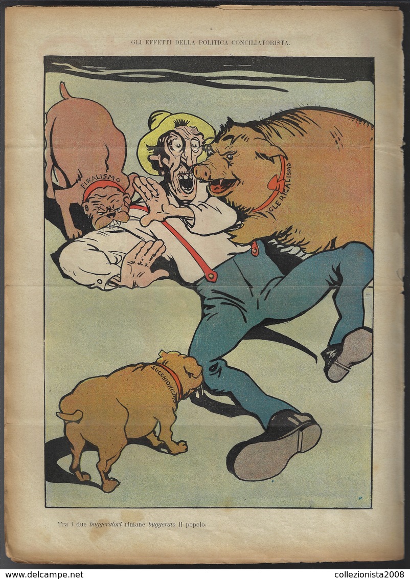 Vecchia Rivista Di Satira Politica "L'ASINO" Del 1905-anno XIV-n.30-pp.8-vedi Foto--------------(6022E) - Autres & Non Classés