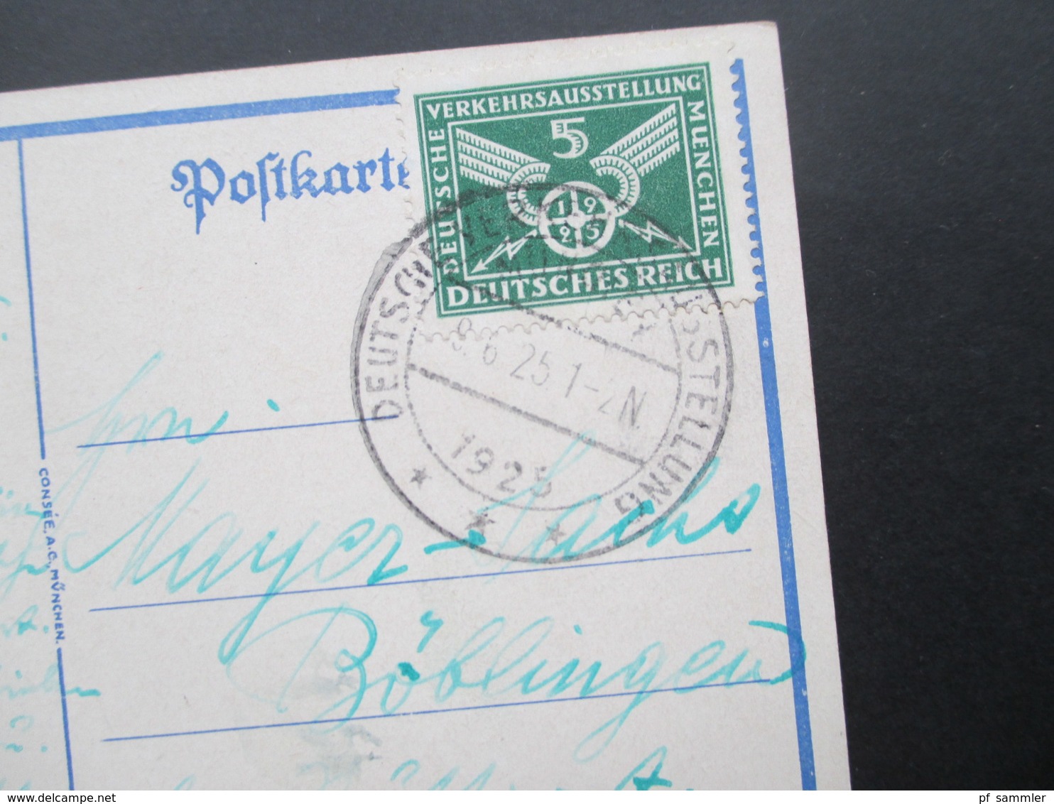 DR 1925 Nr. 370 EF Auf Sonderpostkarte Zur Deutschen Verkehrs Ausstellung München Karte I Mit Sonderstempel - Briefe U. Dokumente