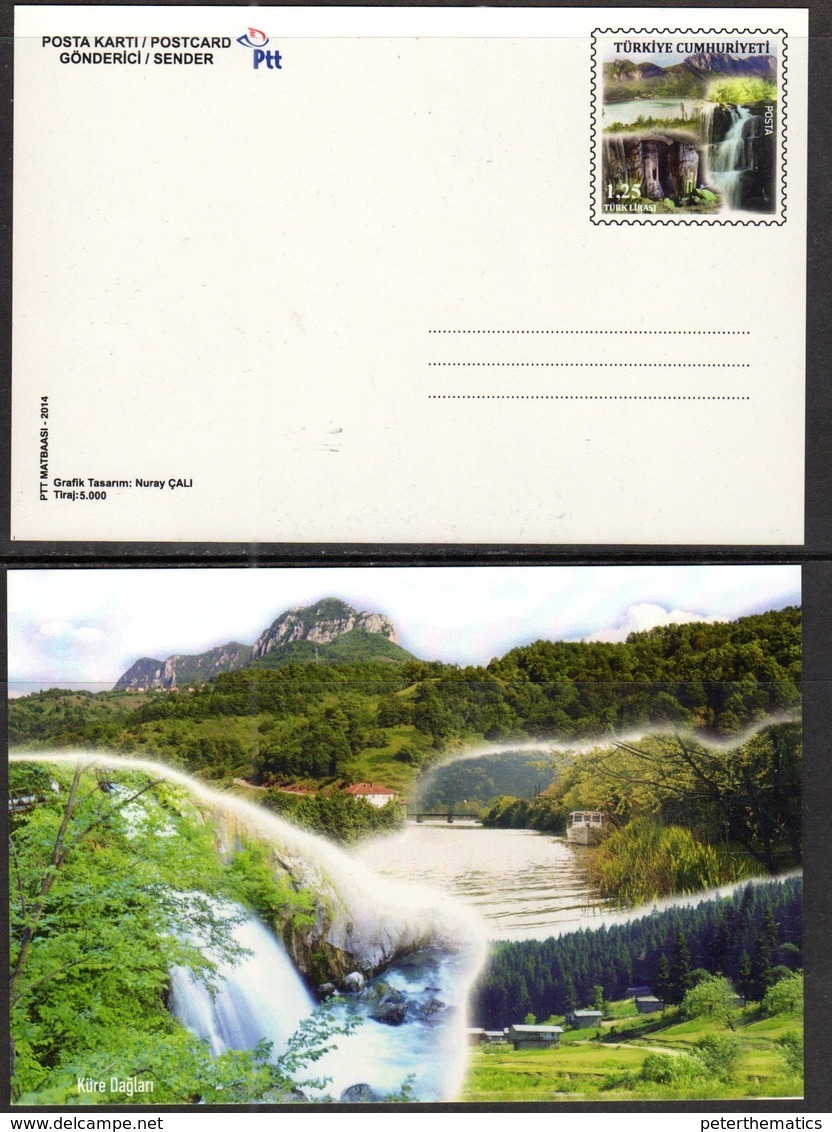 TURKEY , 2014, MINT POSTAL STATIONERY, PREPAID POSTCARD, WATERFALLS, MOUNTAINS, FORESTS, BOATS - Other & Unclassified