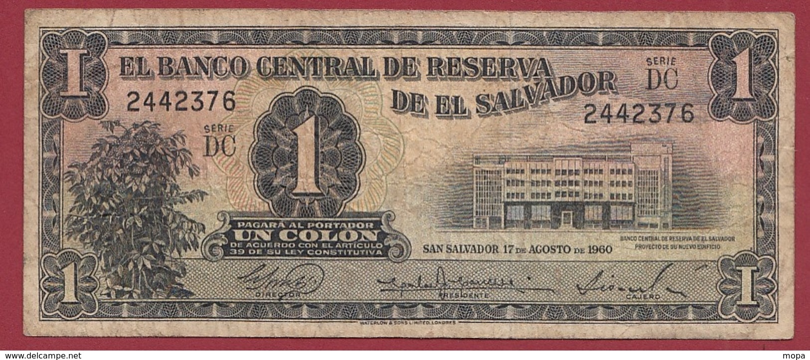 Salvador 1 Colon Du 26/05/1962 Dans L 'état (TRES RARE) - El Salvador