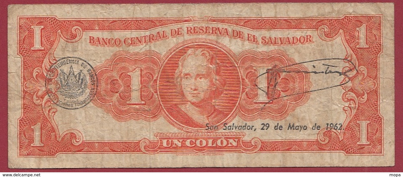 Salvador 1 Colon Du 26/05/1962 Dans L 'état (TRES RARE) - El Salvador