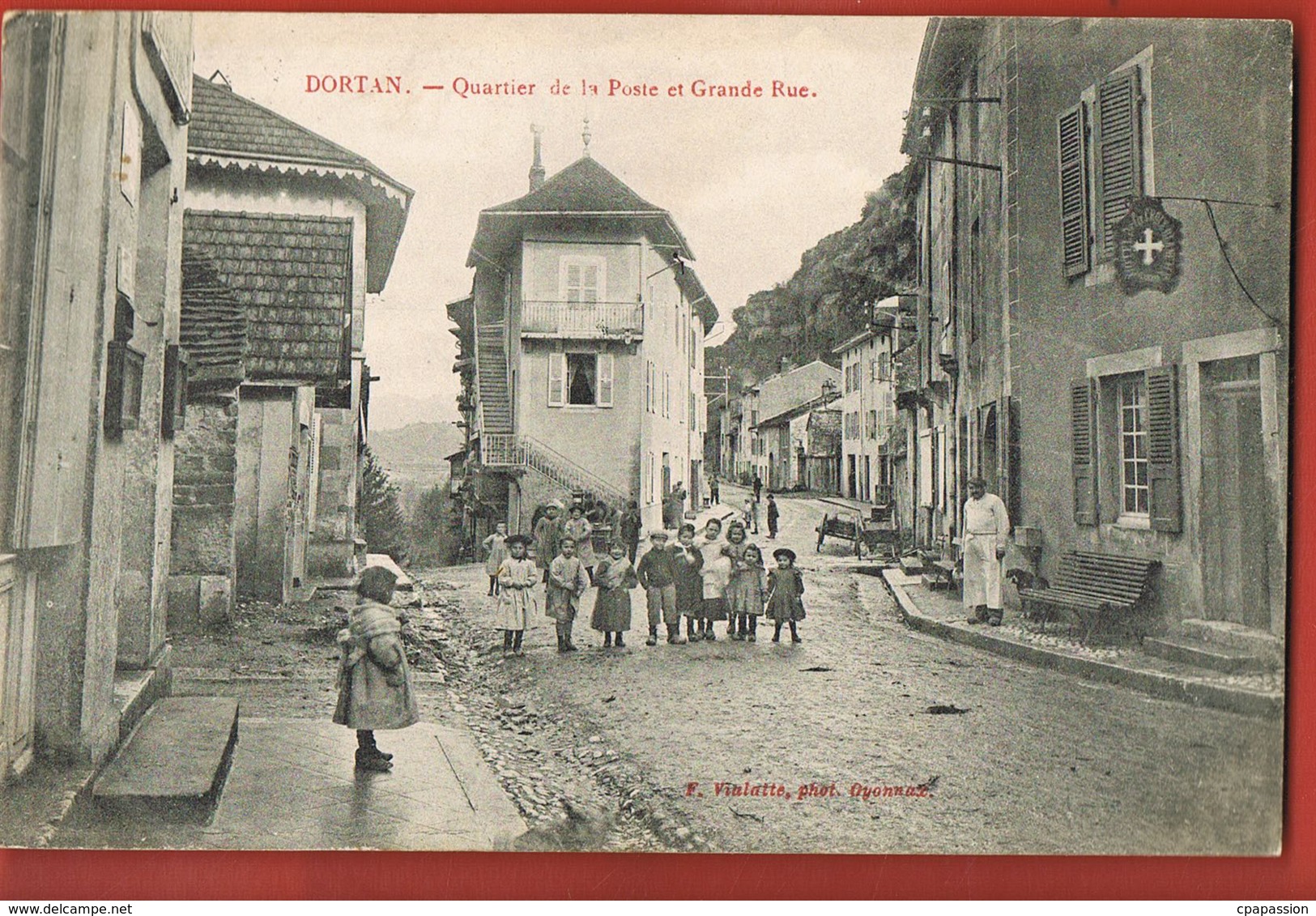 CPA - DORTAN -01 - Ain- Quartier De La Poste Et Grande Rue-animée-Enfants  Recto Verso Voyagée 1907-Paypal Sans Frais - Ohne Zuordnung