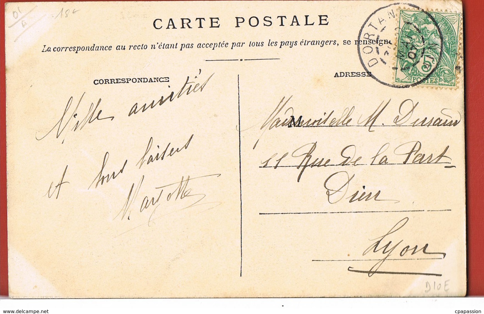 CPA - DORTAN -01 - Ain- Quartier De La Poste Et Grande Rue-animée-Enfants  Recto Verso Voyagée 1907-Paypal Sans Frais - Ohne Zuordnung