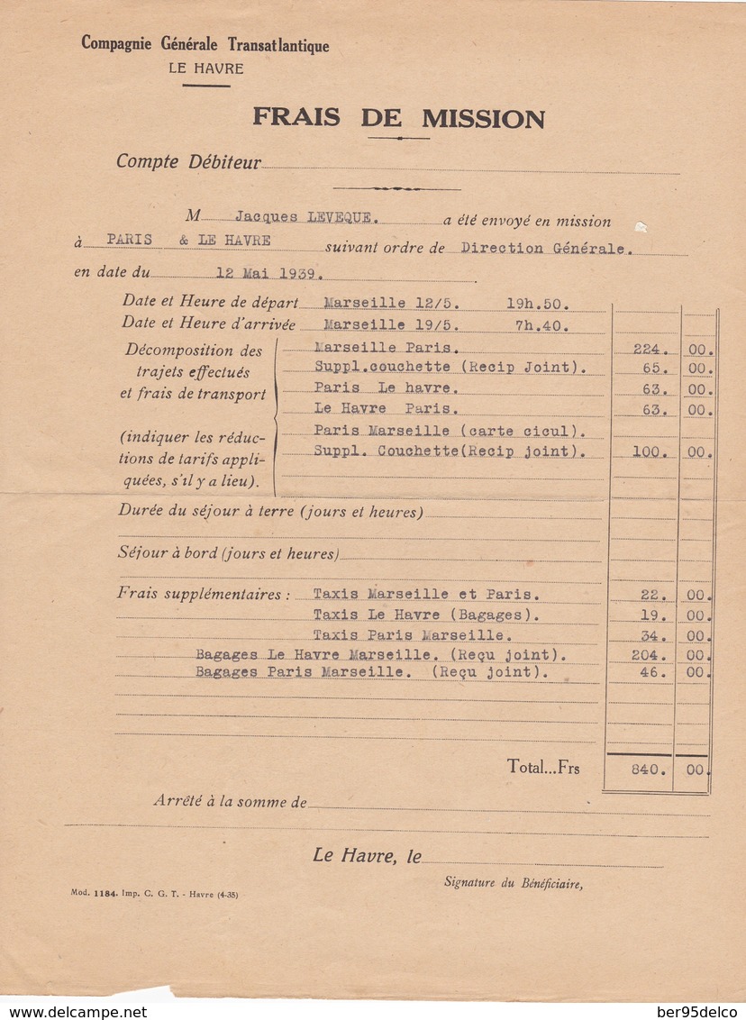 Six Lettres De La Cie Gle Transatlantique Paquebot Normandie ( 6 Scans ) - Documents Historiques