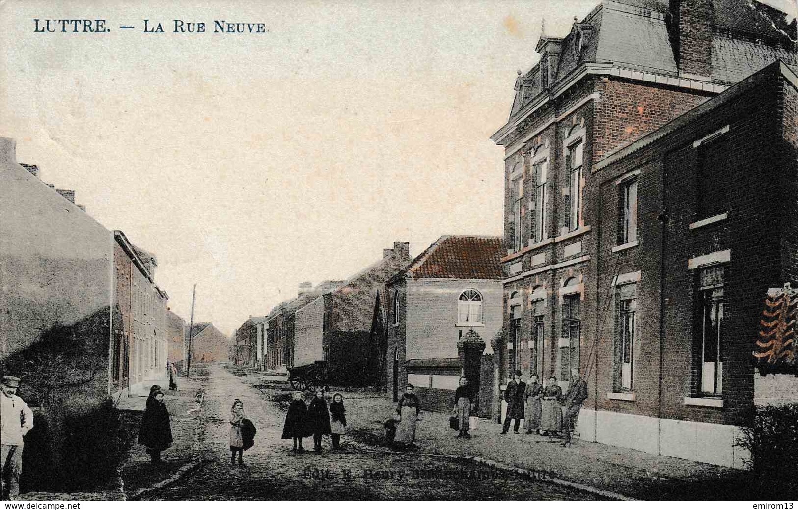 Luttre La Rue Neuve Enfants Et Attelage Carte Couleur édit Henry Bertinchamps - Pont-à-Celles