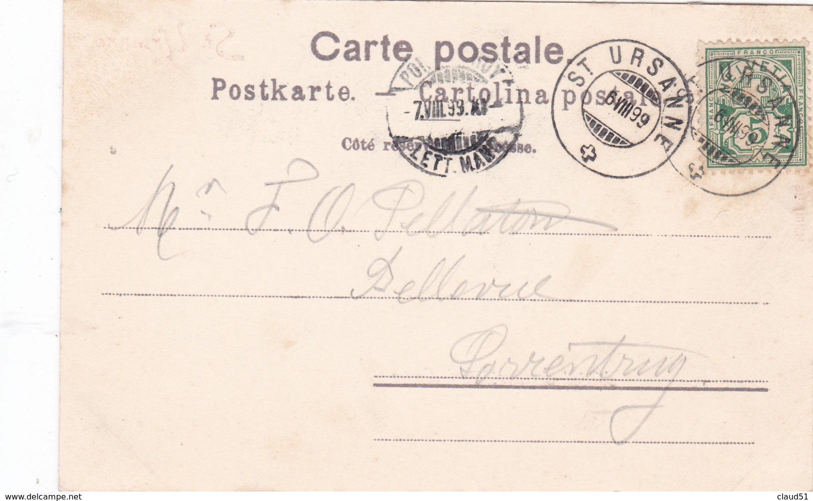 Suisse, Saint Ursanne .Hôtel De La Demi Lune (carte Précurseur De 1899) - Saint-Ursanne