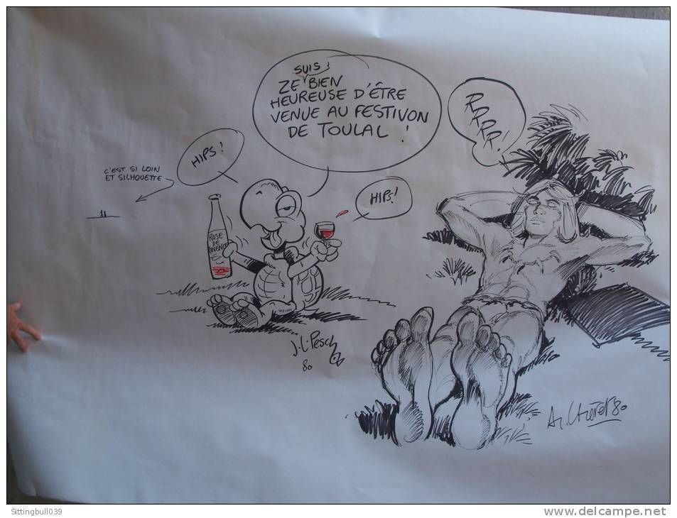 Attanasio, Chéret André, Pesch Jean-Louis. RARE TAC Au TAC. 5e Festival BD De TOULON 1980. Pièce De Collection Unique !! - Disegni Originali