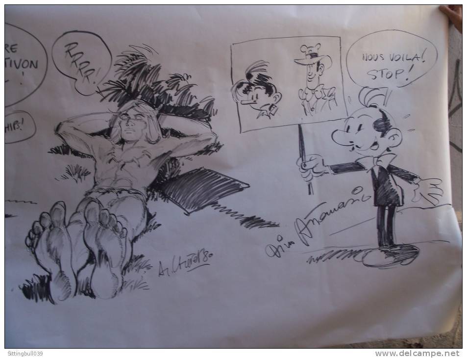 Attanasio, Chéret André, Pesch Jean-Louis. RARE TAC Au TAC. 5e Festival BD De TOULON 1980. Pièce De Collection Unique !! - Disegni Originali