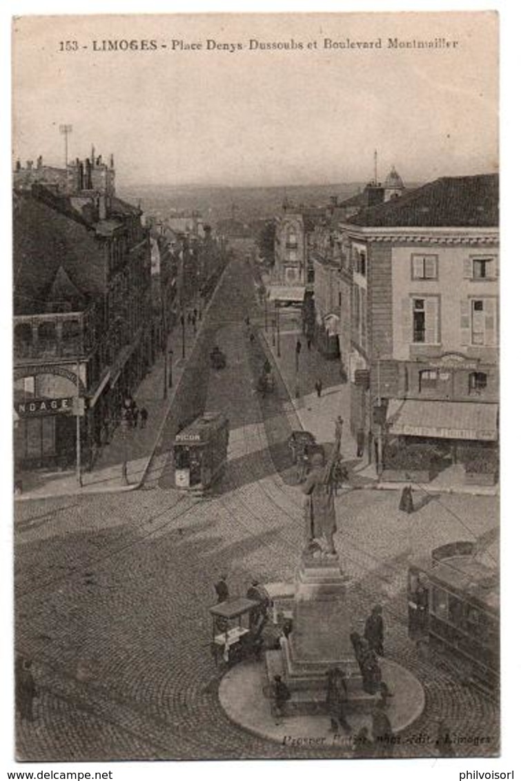 LIMOGES PLACE DENYS DUSSOUBS TRAMWAYS ANIMEE - Limoges