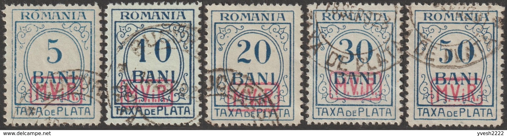 Roumanie 1918 Michel Taxe 1 à 5 Occupation Allemande Taxe Surchargés Oblitérés. Cote 45 €. - Occupations
